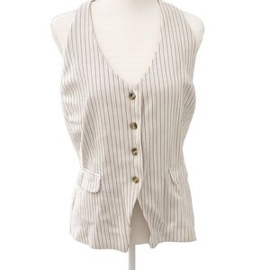 Monteau Los Angeles Striped Button Front Vest Top XL